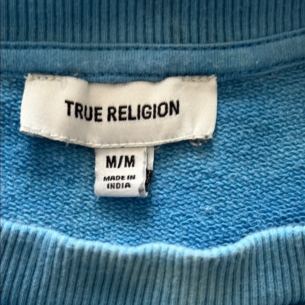 True Religion man’s Blue Crewneck Sweater with Tie-Dye Effect. M